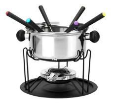 Conjunto Kit de Fondue Aluminio Chocolate Queijo Frutas - 11 Peças