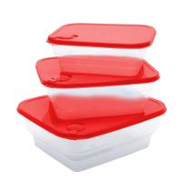 Conjunto Kit de Potes Plástico com Tampa Saída de Vapor Vasilhas Quadradas Marmitas e Alimentos Herméticos Conjunto Kit de Potes Plástico com Tampa Saída de Vapor Vasilhas Quadradas Marmitas e Alimentos Herméticos