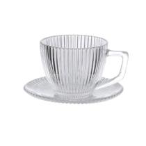 Conjunto Kit de Xícaras com Píres de Vidro 230ml com 6pcs Graffiato Hauskraft Conjunto Kit de Xícaras com Píres de Vidro 230ml com 6pcs Graffiato Hauskraft