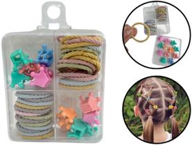 Conjunto Kit Elásticos Cores Sortidas Infantil + Prendedores Para Cabelo Presilhas 42 Peças Conjunto Kit Elásticos Cores Sortidas Infantil + Prendedores Para Cabelo Presilhas 42 Peças
