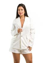 Conjunto Kit Feminino Blazer e Short Alfaiataria Em Tecido Premium Of White