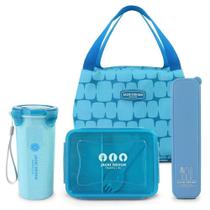 Conjunto Kit Fitness De 3 Peças E Porta Talheres Portátil Cor Azul Conjunto Kit Fitness De 3 Peças E Porta Talheres Portátil Cor Azul