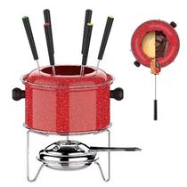 Conjunto Kit Fondue Red Aço Premium Revestido 10 Peças