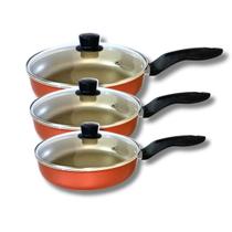 Conjunto Kit Frigideira Com Tampa Jogo 3 Peças Tam 18 20 22