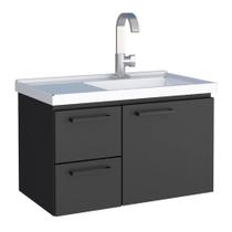 Conjunto Kit Gabinete de Banheiro Aço com Pia Lavabo Preto