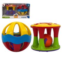 Conjunto Kit Infantil Com Torre E Bola Chocalho 2 Em 1 Brinquedo Para Estimular Criança