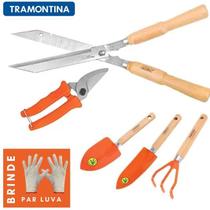 Conjunto Kit Jardinagem Tramontina 5 Peças + Par Luvas Conjunto Kit Jardinagem Tramontina 5 Peças + Par Luvas