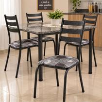 Conjunto Kit Jogo 4 Cadeiras Metal Aço Cozinha Jantar Almofadada Conjunto Kit Jogo 4 Cadeiras Metal Aço Cozinha Jantar Almofadada