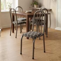 Conjunto Kit Jogo 4 Cadeiras Metal Aço Cozinha Jantar Almofadada