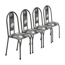 Conjunto Kit Jogo 4 Cadeiras Metal Aço Cozinha Sala de Jantar Almofadada