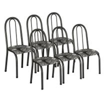 Conjunto Kit Jogo 6 Cadeiras Cozinha Sala Jantar Metal Aço Almofadada