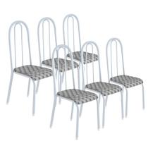 Conjunto Kit Jogo 6 Unidades Cadeiras Cozinha Jantar Metal Branco