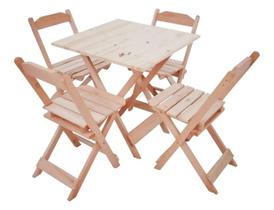 Conjunto Kit Jogo De Mesa Com 4 Cadeiras De Madeira Dobravel 70x70 Artmoveis