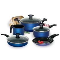 Conjunto Kit Jogo de Pamela Caçarola Frigideiras Canecão Antiaderente com Tampa de vidro