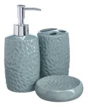 Conjunto Kit Lavabo Dispeser Líquido Saboneteira Porta Escova e Pasta Higiene Decoração Pia
