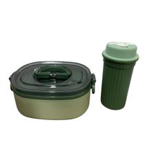 Conjunto Kit Marmita Lancheira E Copo Garfo Resistente Casa Portátil Microondas