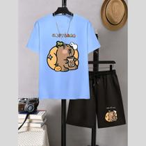 Conjunto Kit Masculino Infantil Estampa Capybara 374 Fofo Lindo Menino Garoto Escola Estilo Moda Kid