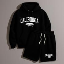 Conjunto Kit Masculino Moletom Canguru Com Capuz e Short Tectel California West Coast Estiloso Moderno StreetWear Conjunto Kit Masculino Moletom Canguru Com Capuz e Short Tectel California West Coast Estiloso Moderno StreetWear