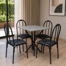 Conjunto Kit Mesa de Jantar Com 4 Cadeiras Ana Estrutura Ferro Preto Sala Pequena Compacta Moderna Áreas Gourmet