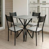 Conjunto Kit Mesa de Jantar e 4 Cadeiras Laura Ferro Preto Ideal para Salas Pequenas e Apartamentos