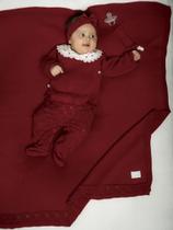 Conjunto Kit Saída Maternidade Menina Tricot Manta Macacão Prendedor Chupeta Conjunto Kit Saída Maternidade Menina Tricot Manta Macacão Prendedor Chupeta