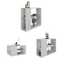 Conjunto Kit Sala De Estar Mesas E Aparador Opala Branco Conjunto Kit Sala De Estar Mesas E Aparador Opala Branco
