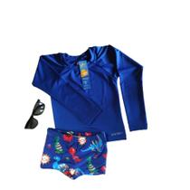 Conjunto KIT Sunga Boxer+blusa Proteção Uv-infantil Personagens