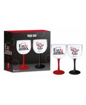 Conjunto kit taça gin c/2 - meu amor te amo namorados