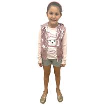 Conjunto Kukiê 3 Peças Blusa Colete e Short Coelho Inverno