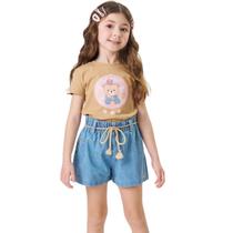Conjunto Kukie Blusa Liz e Short Jeans Marron Inverno Conjunto Kukie Blusa Liz e Short Jeans Marron Inverno