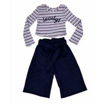 Conjunto Kukiê Cropped Calça Listras Coleção Inverno