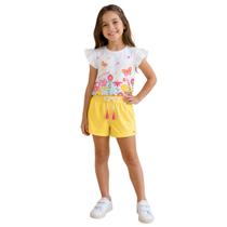 Conjunto Kukiê Infantil Blusa Boxy Short Tricoline Amarelo Conjunto Kukiê Infantil Blusa Boxy Short Tricoline Amarelo