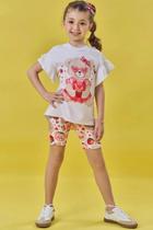 Conjunto Kukiê Infantil Menina Blusa Alongada e Biker em Molecotton Conjunto Kukiê Infantil Menina Blusa Alongada e Biker em Molecotton