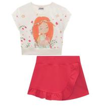 Conjunto Kukiê Infantil Ruivinha Com Short-Saia Vermelho Conjunto Kukiê Infantil Ruivinha Com Short-Saia Vermelho