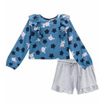 Conjunto Kukiê Short E Blusa Manga Rena Coleção Alecrim