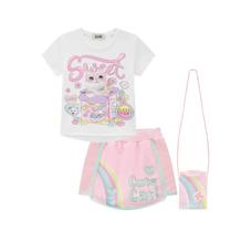 Conjunto Kukie Sweet Gatinho com Bolsinha Texpa Rosa