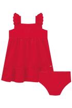 Conjunto Kukiê Vestido e Calcinha Baby Vermelho Tricoline Napoli Confortável Delicado Leve Kukiê