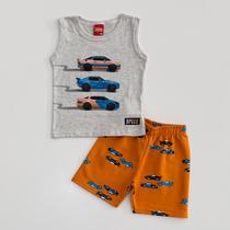 Conjunto Kyly Infantil Menino Regata e Bermuda Carros 2 Cores Verão Moda Kids 1001327