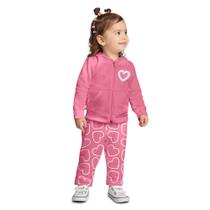 Conjunto Kyly Moletom Flanelado Menina Rosa Jaqueta Infantil