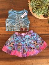 Conjunto L0L Sereia Infantil Cropped e Saia Temático