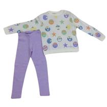 Conjunto lã infantil fem Vira Mexe lilás off