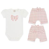 Conjunto Laço Rosa - Body Curto/Bermuda - Mini & Co.