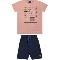 Conjunto Lamon Camiseta Rosê e Bermuda Marinho 30829 Conjunto Lamon Camiseta Rosê e Bermuda Marinho 30829