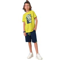 Conjunto Lamon Camiseta Verde Lima e Bermuda Marinho 30716 Conjunto Lamon Camiseta Verde Lima e Bermuda Marinho 30716