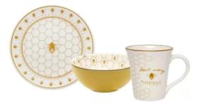 Conjunto Lanche Com 3 Peças Porcelana - Oxford