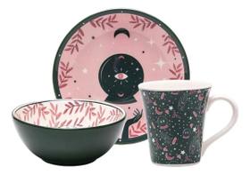 Conjunto Lanche Com 3 Peças Porcelana - Oxford