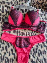 Conjunto langerie rosa com preto