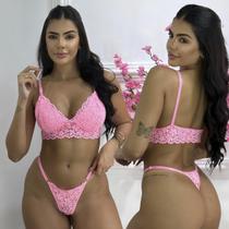 Conjunto Langerie sexy Sem Bojo Calcinha Fio Rendada Sensual Sem Ferrinho