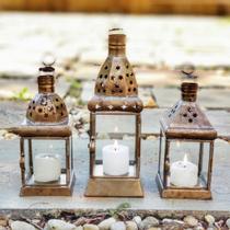 Conjunto Lanternas Marroquinas Decorativas Porta Vela