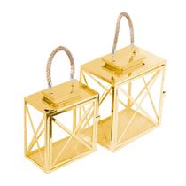 Conjunto Lanternas Marroquinas Dubai Alça De Corda Dourada